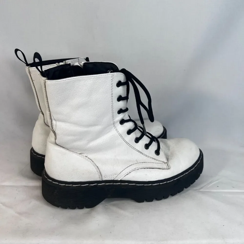 Sincerely Jules White Lace Up "Harley" Combat Hiking Boots Y2K Skater Size 8.5M - Picture 5 of 16